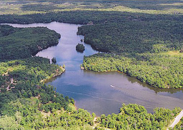 Aerial view of High Falls Flowage