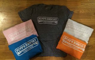 Blue, Orange, White Popp's Resort t-shirts