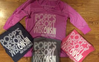 Pink, Red, Blue and Gray Popp's Resort long sleeved shirts